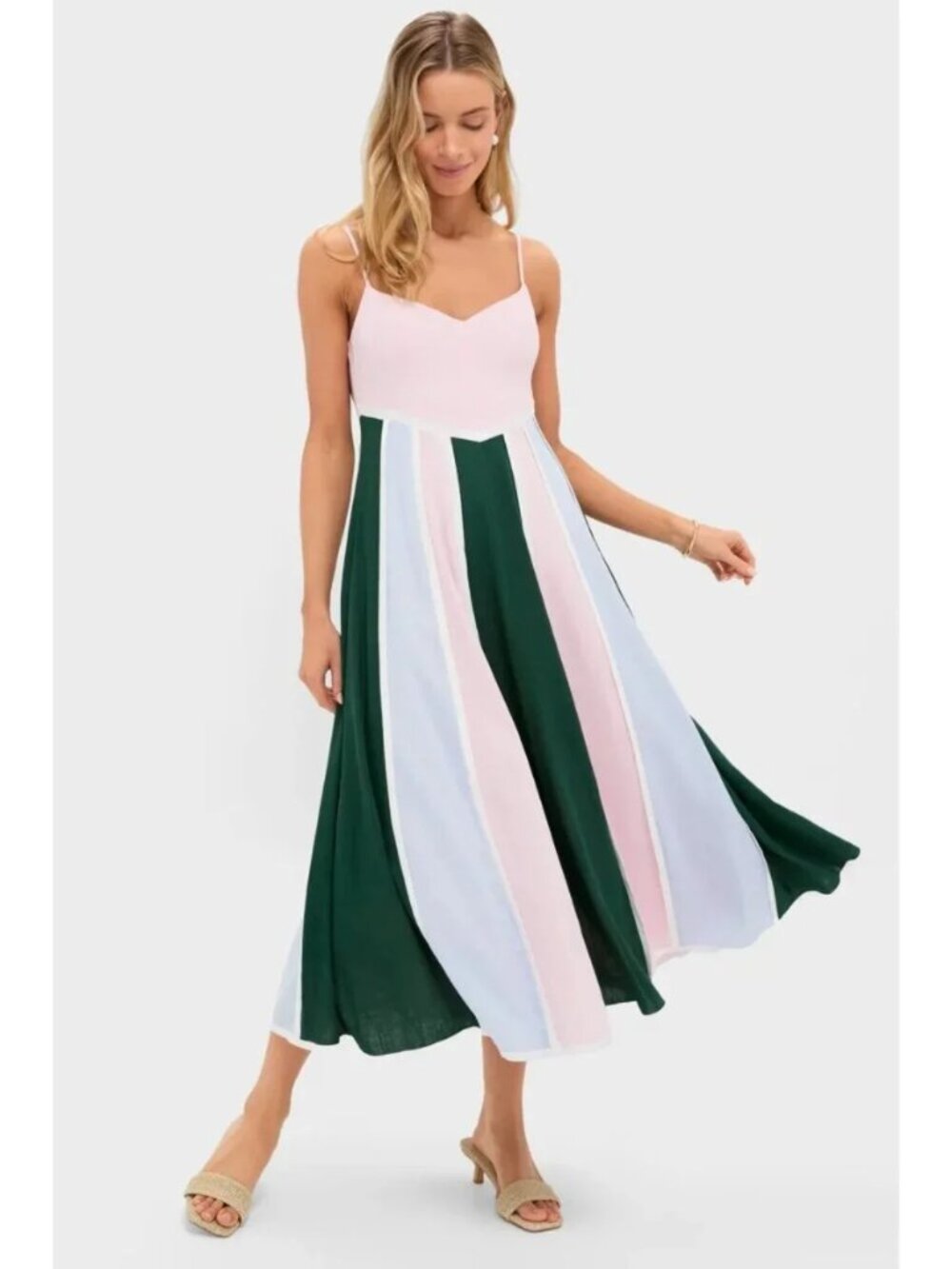 Tuckernuck Hyacinth House Baxter Striped Maxi Dress Size Medium NWT Pink & Green
